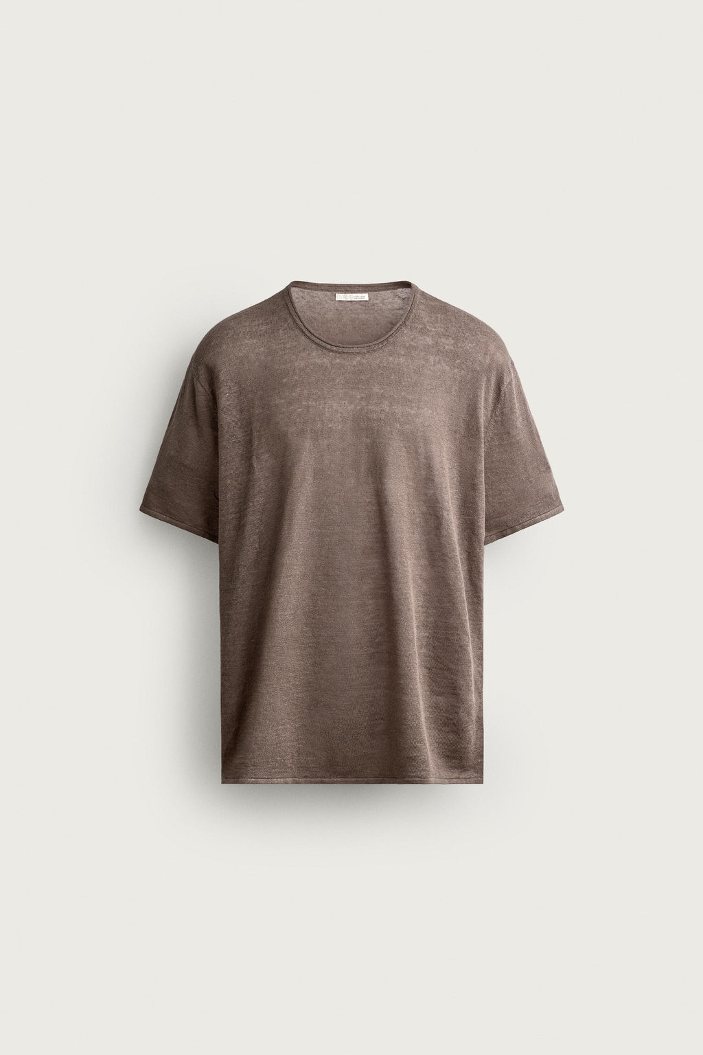 CAMISETA PUNTO RELAXED FIT 100% LINO / Marr?n / Topo - Zara фото 6