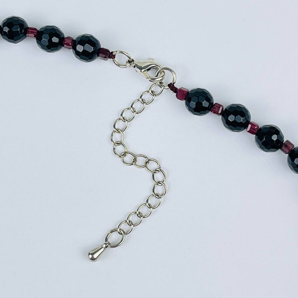 Колье из черного Агата и Граната - Радуга самоцветов фото 3