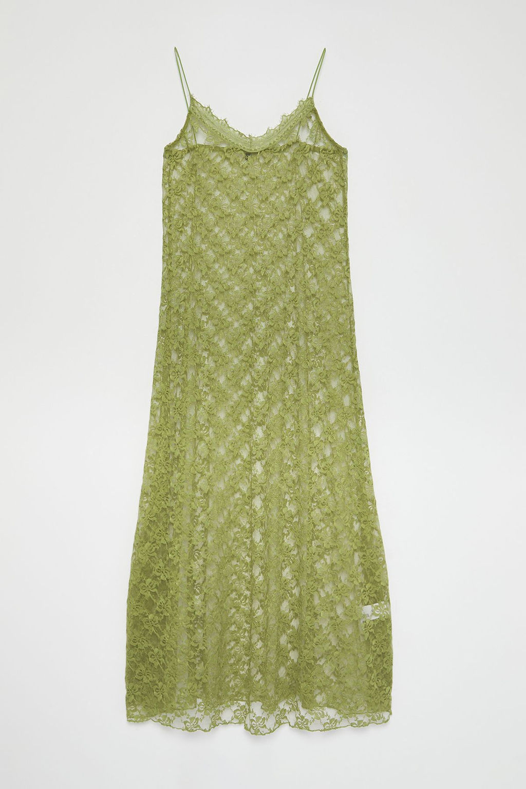 TRENDYOLMILLA Limited Edition Yag Yesili Dantel Ask?l? A-Line Maxi Esnek Orme Elbise TWOSS25EL00486