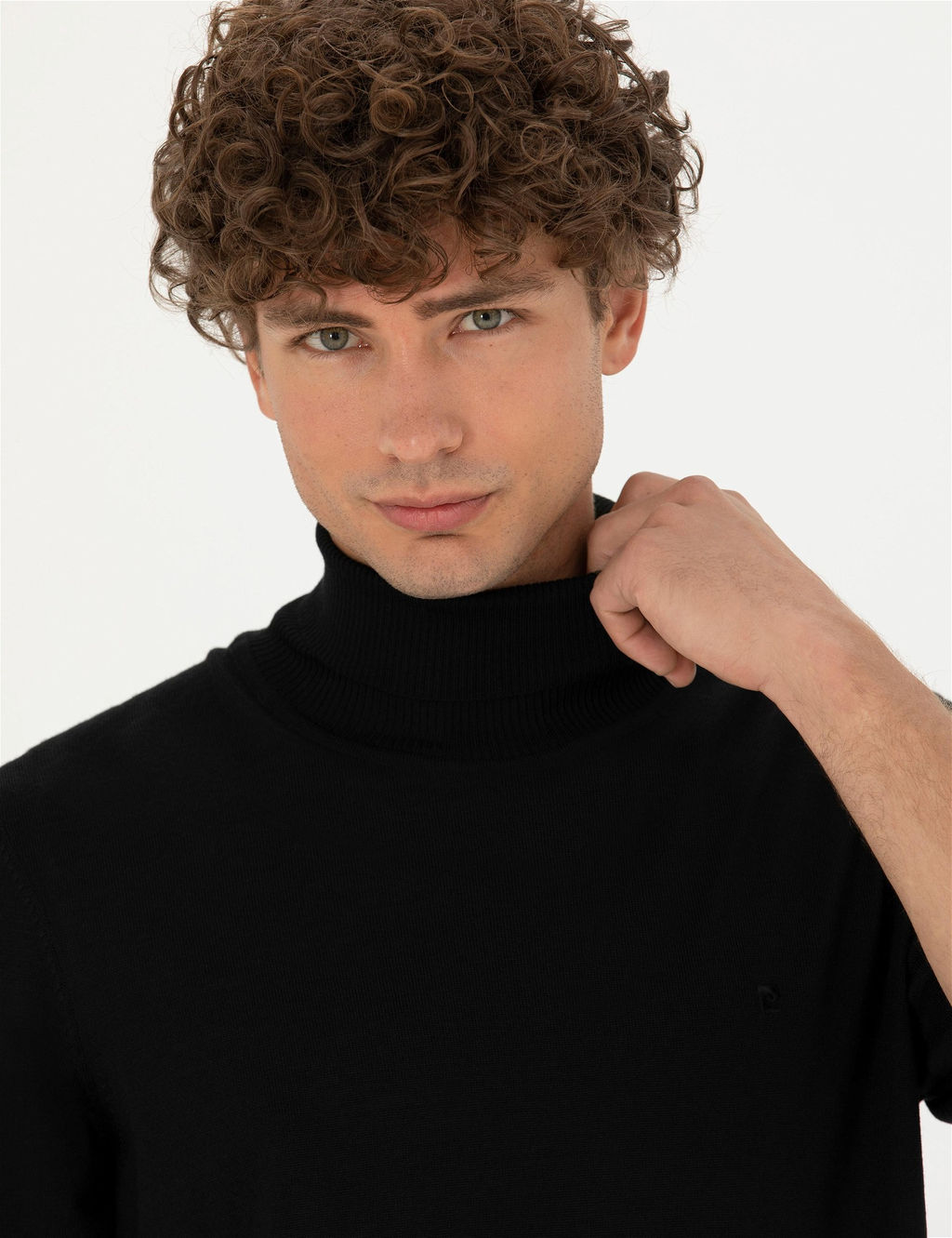 Siyah Slim Fit Bal_k__ Yaka Y_n Kar___ml_ Basic Triko Kazak - Pierre cardin фото 2