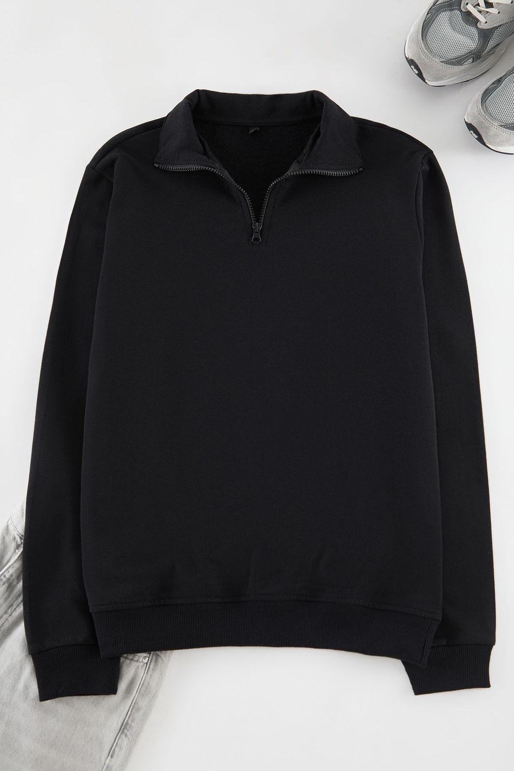 Siyah-Kar Melanj 2li Paket Regular/Normal Kesim Ici Polar/S?cak Tutan Sweatshirt TMNAW25SW00205 - Trendyolmilla фото 2