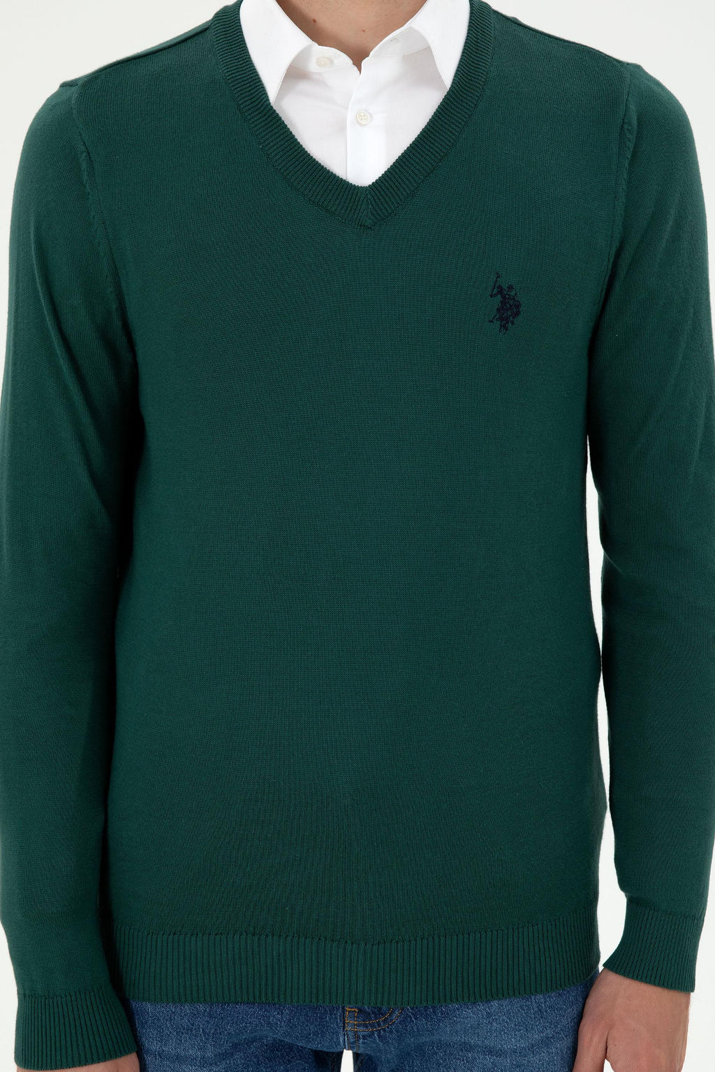 Мужской темно-зеленый базовый свитер Неожиданная скидка в корзине - U.s. polo assn фото 6