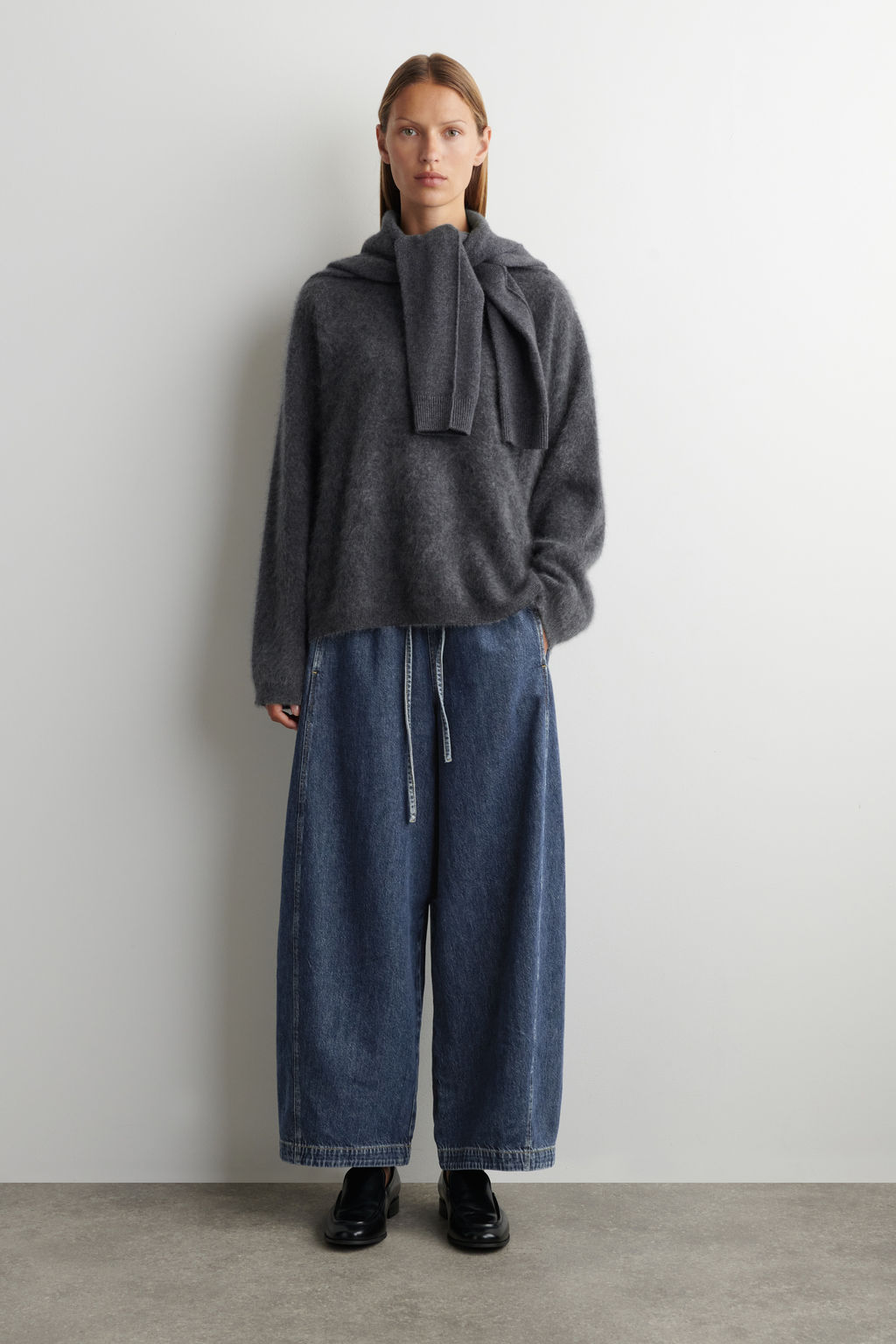PANTAL?N VAQUERO BARREL LEG CON AJUSTE DE CORD?N - H&m фото 3
