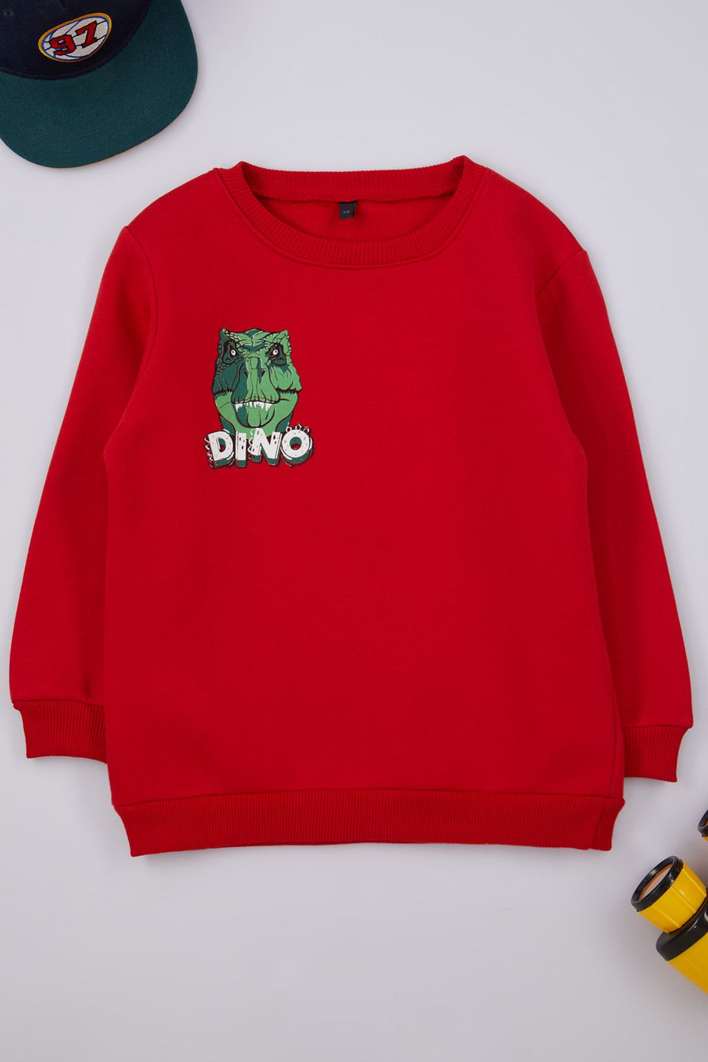 Gri Erkek Cocuk Bask?l? Bisiklet Yaka Pamuklu Orme Sweatshirt TKDAW25SW00014 - Trendyolmilla фото 3