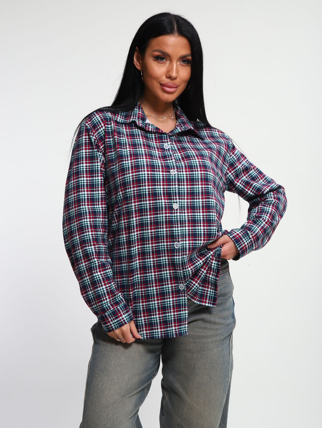 М380 Рубашка с длинным рукавом (бордо)