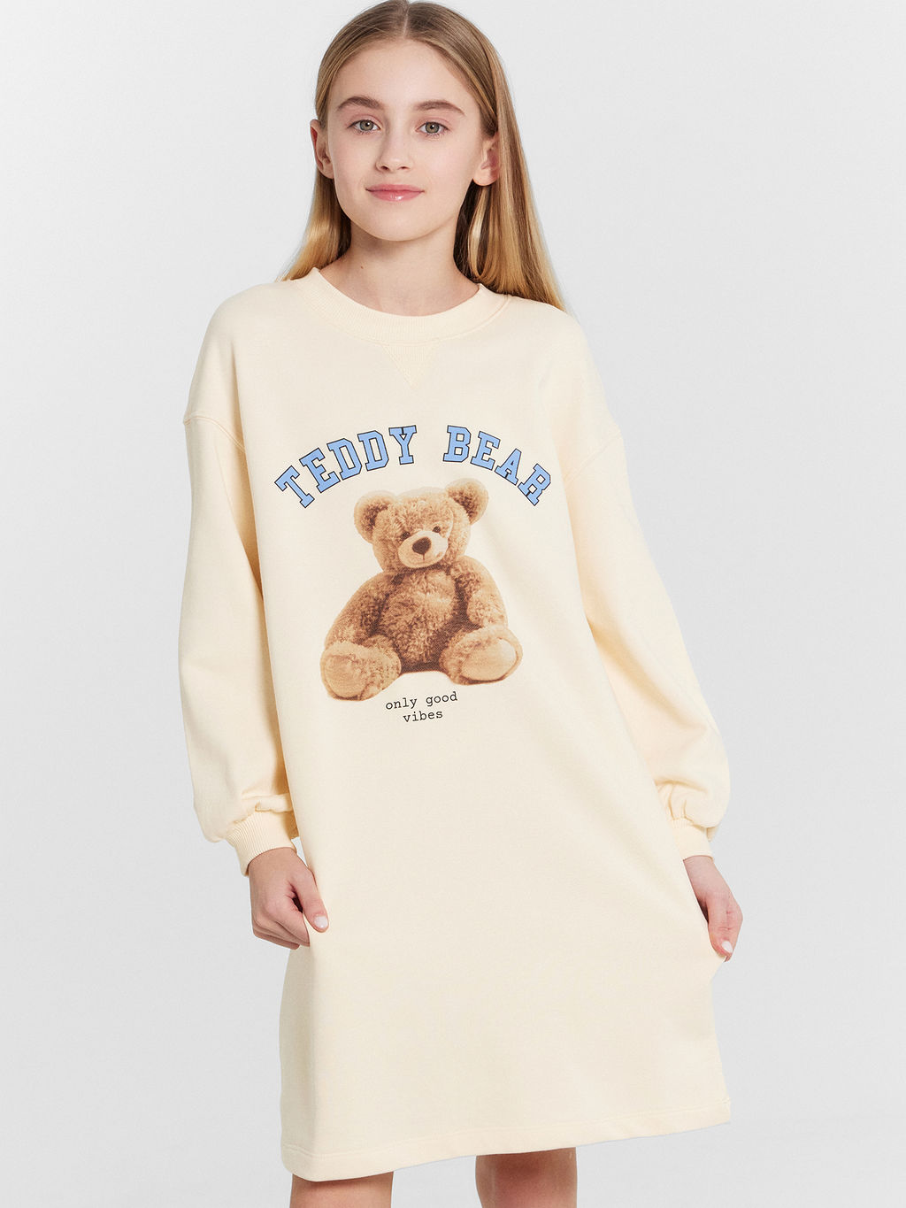 Платье для девочек бежевое с принтом Teddy bear - Mark formelle фото 3