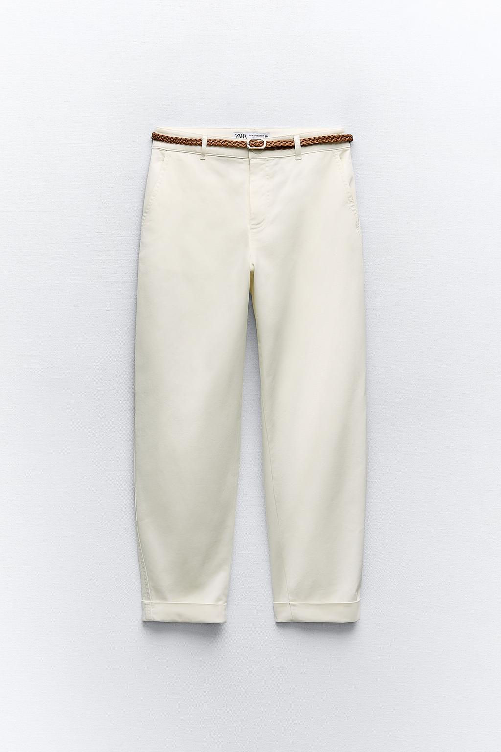 CHINO TROUSERS WITH BRAIDED BELT - Zara фото 12