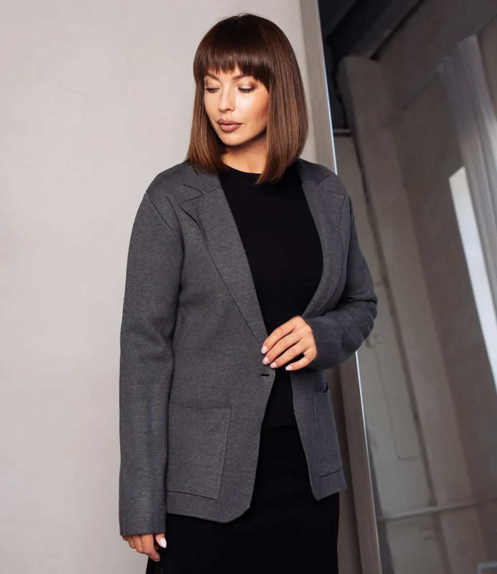 Кардиган #КТ073, тёмно-серый