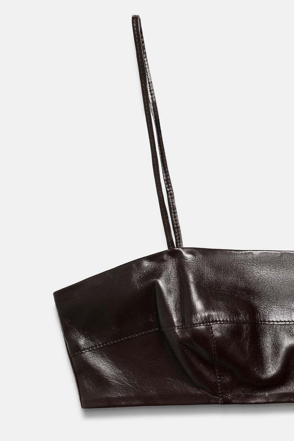 TOP CORTO PIEL 100% ZW COLLECTION / Marr?n - Zara фото 7