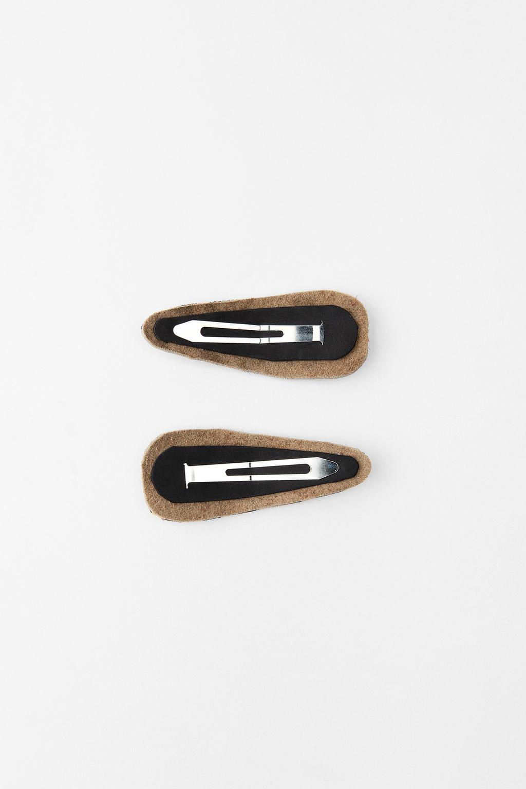 PACK OF ANIMAL PRINT LEATHER SHEEPSKIN HAIR CLIPS - Zara фото 4