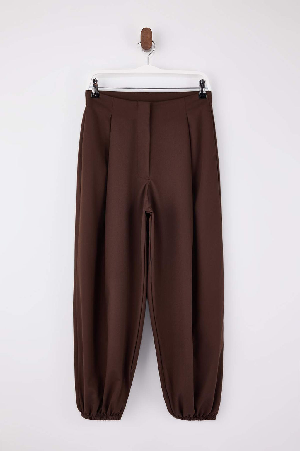 Koyu Kahverengi Poliviskon Dokuma Salvar Pantolon TWOSS26PL00039 - Trendyolmilla фото 5