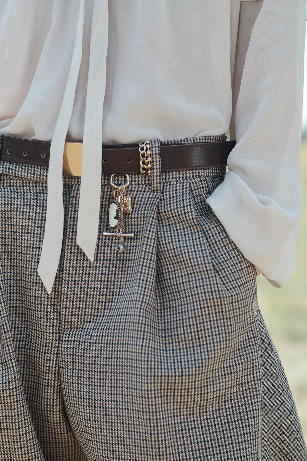 LIMITED EDITION BALLOON CHECK TROUSERS WITH WOOL