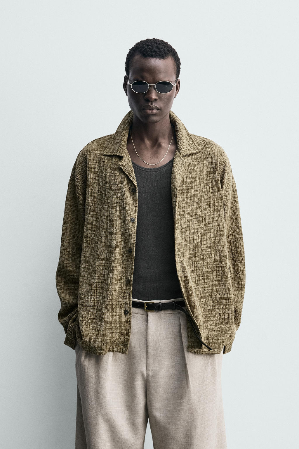 CAMISA ESTRUCTURA EFECTO ARRUGADO / Beige - Zara фото 2