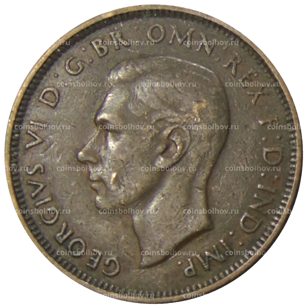 Монета 1/2 пенни 1938 года Австралия