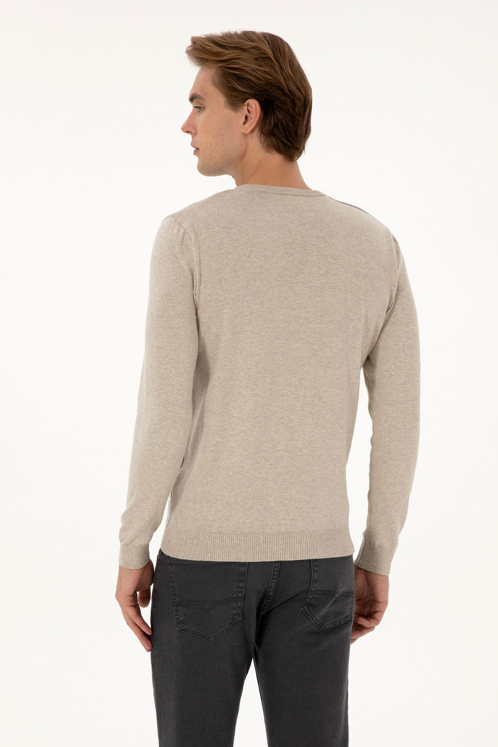 Erkek Slim Fit Bisiklet Yaka TaЕ Melanj Basic Kazak - U.s. polo assn фото 5