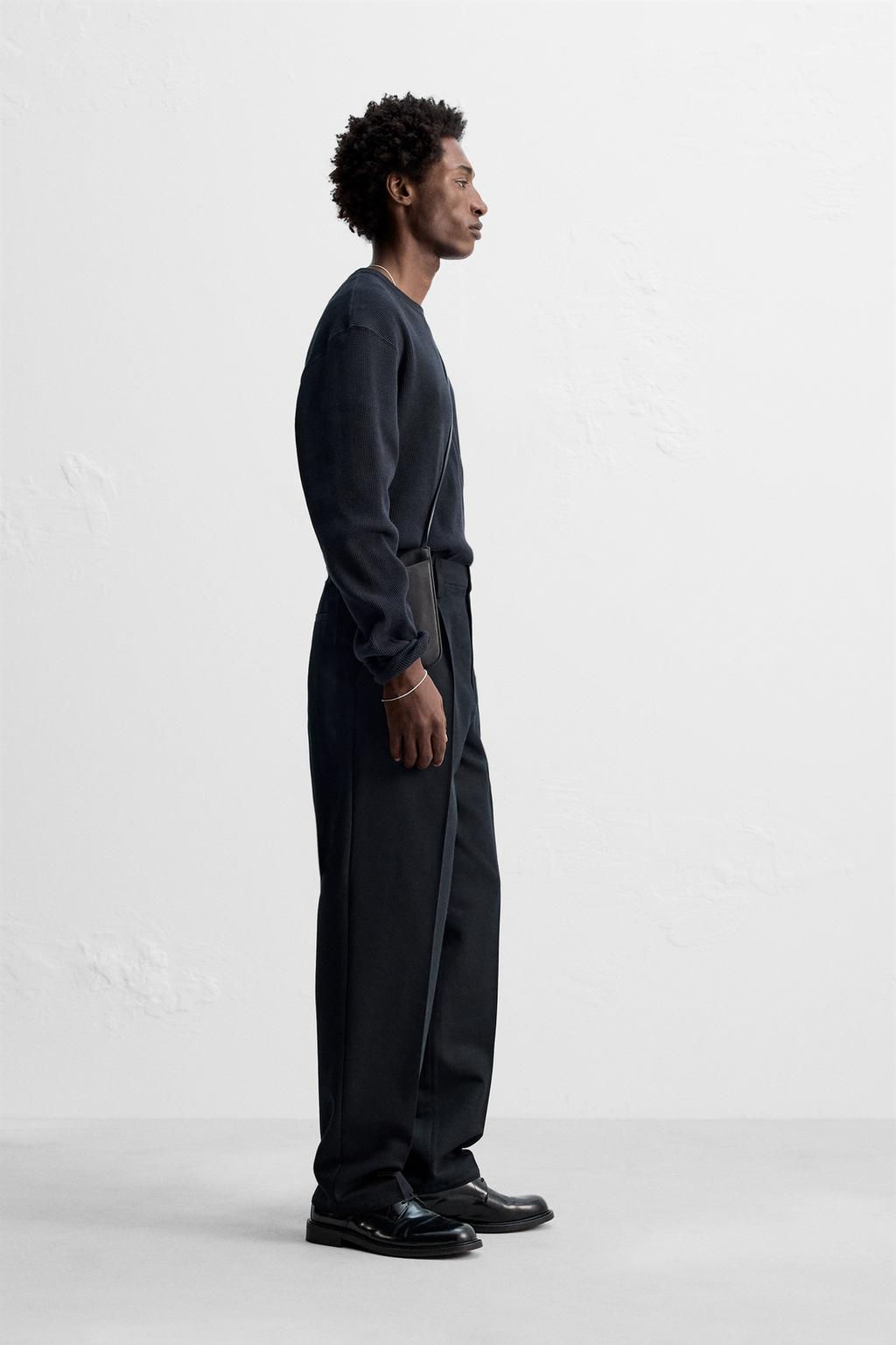 COTTON/WOOL PLEATED TROUSERS - Zara фото 4