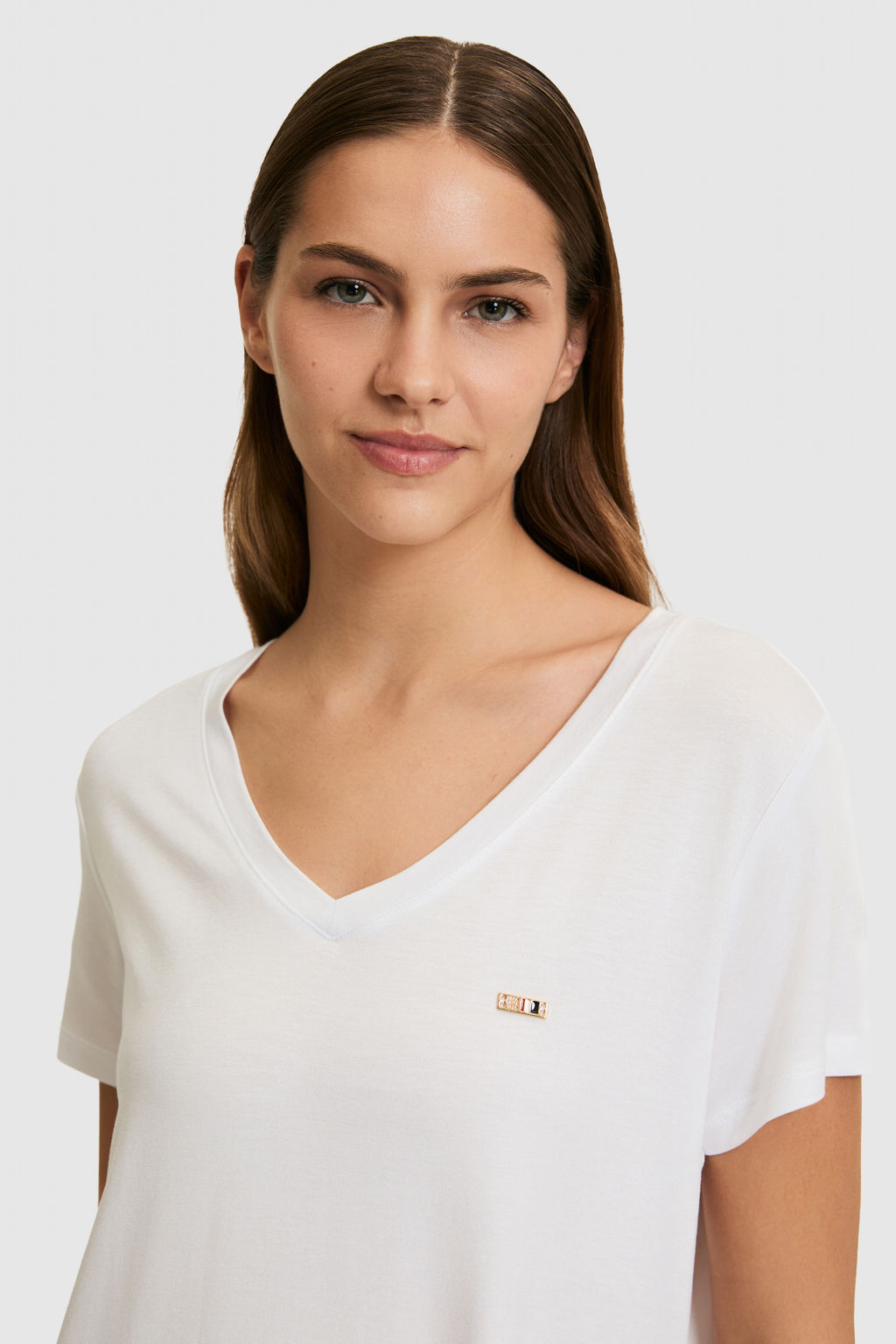 Kad_n Beyaz V Yaka Basic Ti__rt - U.s. polo assn фото 2