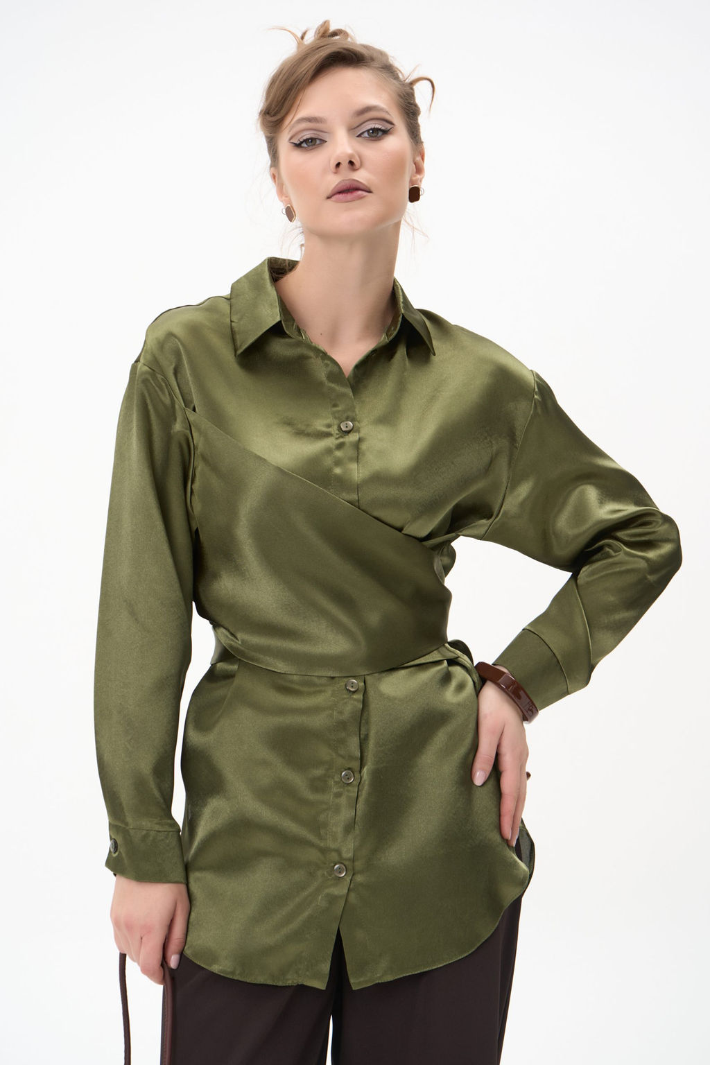 Рубашка Ямина (оливковый/уценка)
