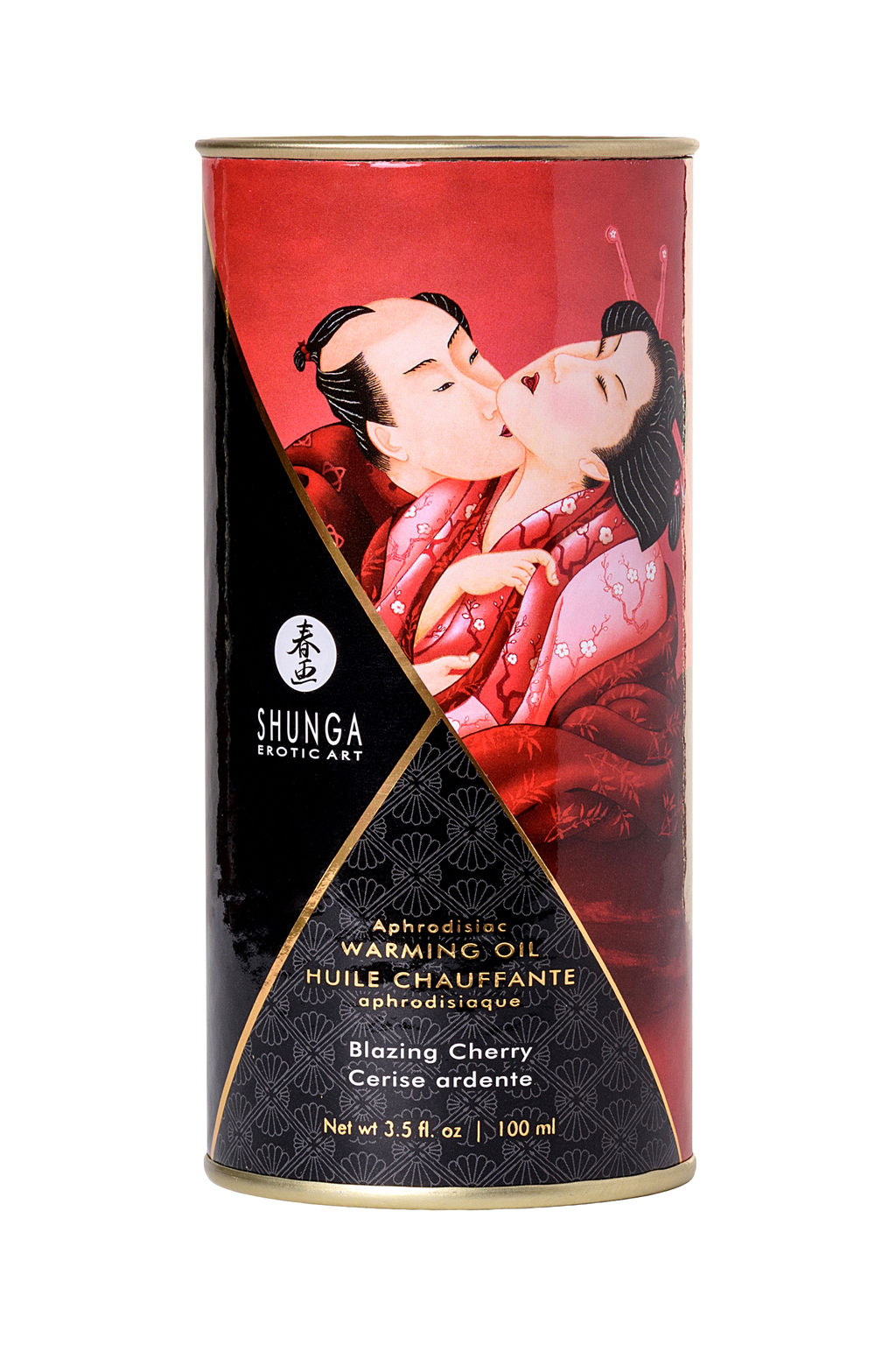 Масло массажное для тела Shunga Пылающая вишня (Blazing Cherry), разогревающее, 100 мл.