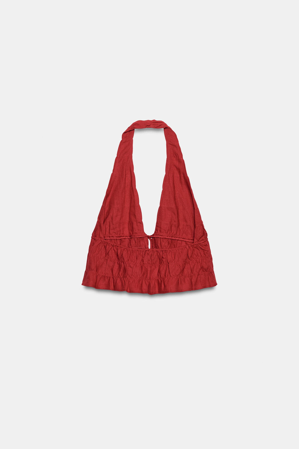 TOP HALTER FRUNCES CON LINO / Granate