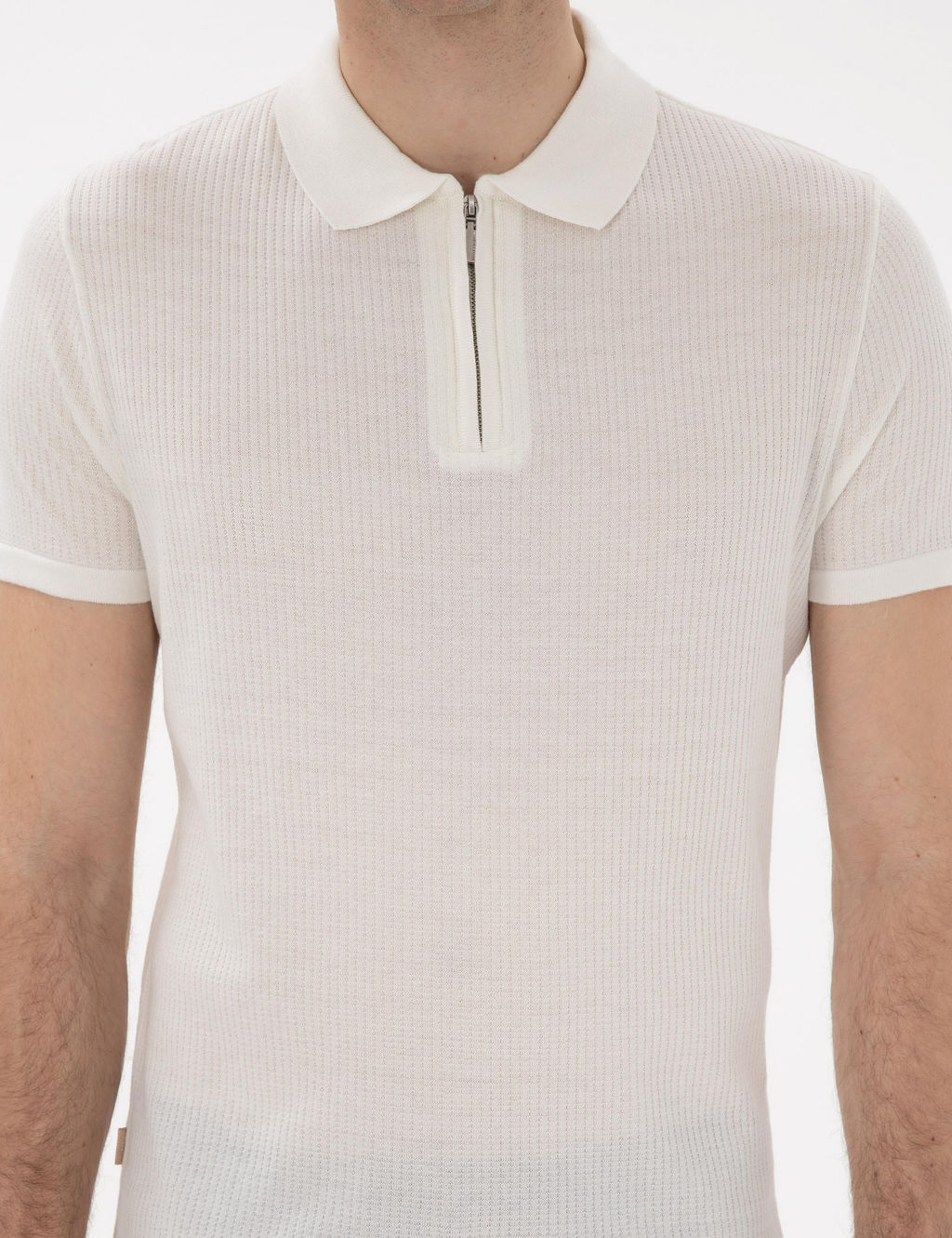 Ekru Slim Fit Fermuarl_ Polo Yaka Triko Kazak - Pierre cardin фото 6