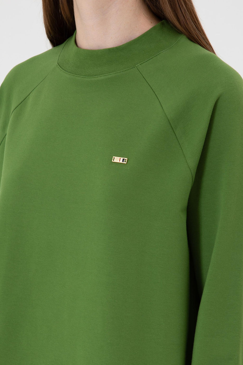 Kad_n Ye_il Regular Bisiklet Yaka Basic Sweatsh_rt