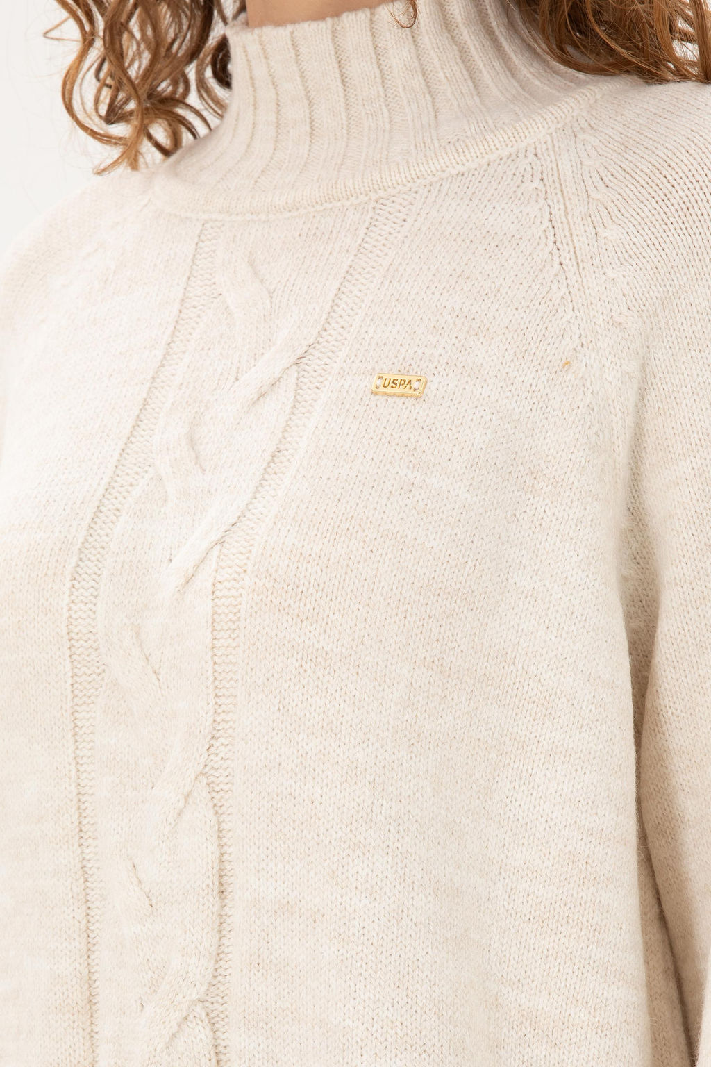 Женский кремовый меланжевый свитер Неожиданная скидка в корзине - U.s. polo assn фото 7