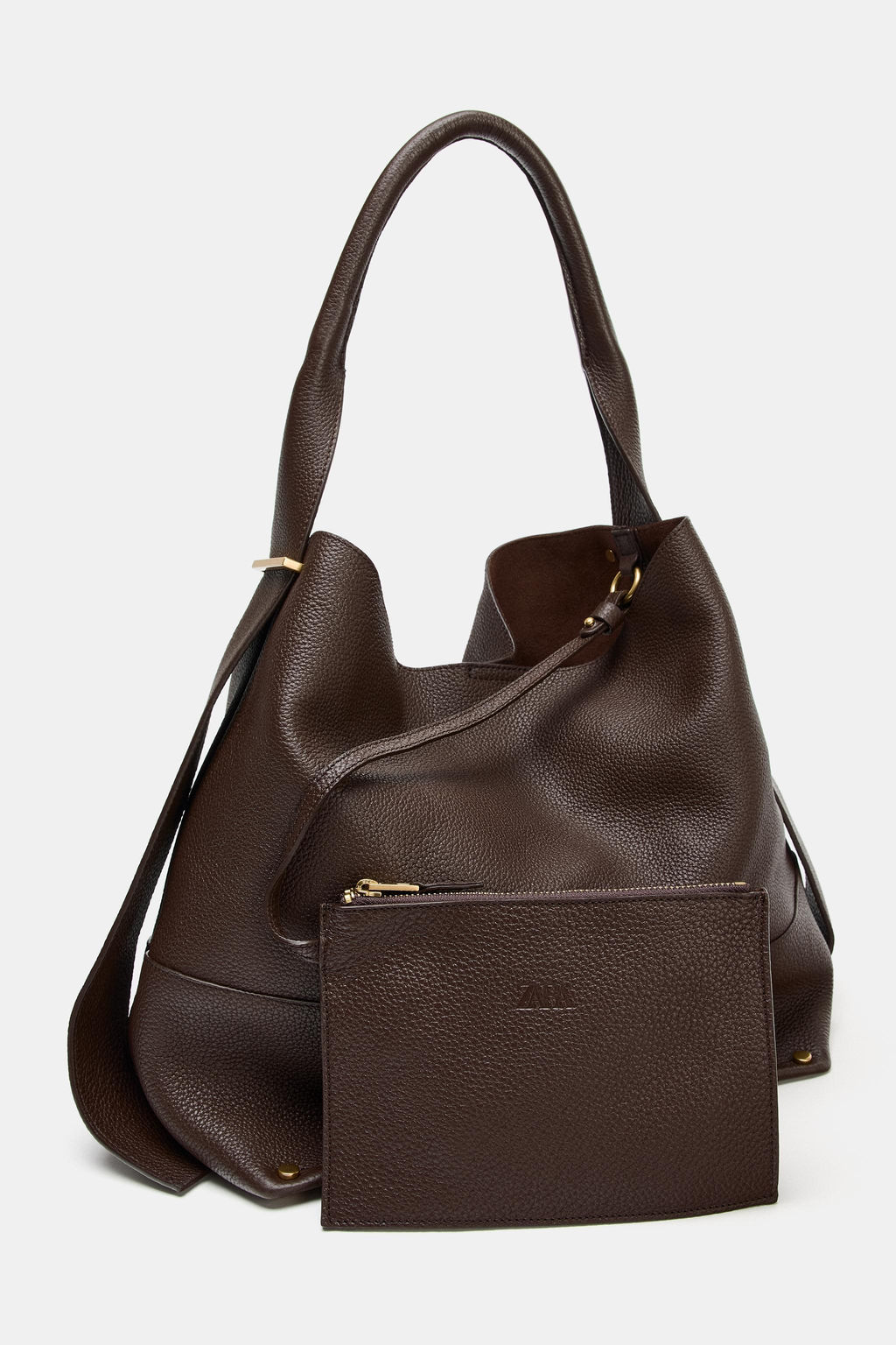 LEATHER MAXI BUCKET BAG - Zara фото 8