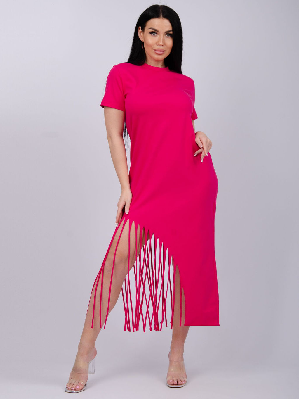 Платье Калипсо 6 молоко, трикотаж - Малина фото 12