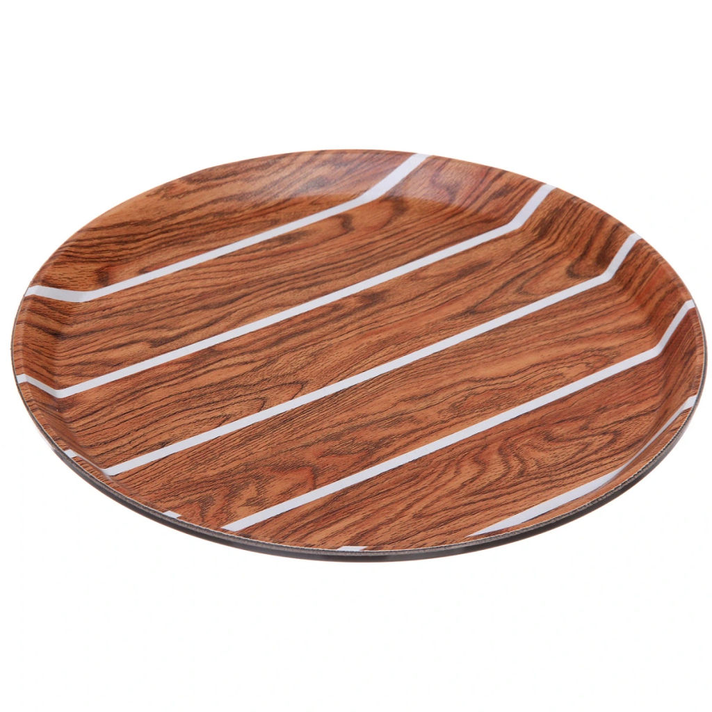 Цена за 4 шт. Поднос пластиковый "WOOD" 27,5см белая полоса
