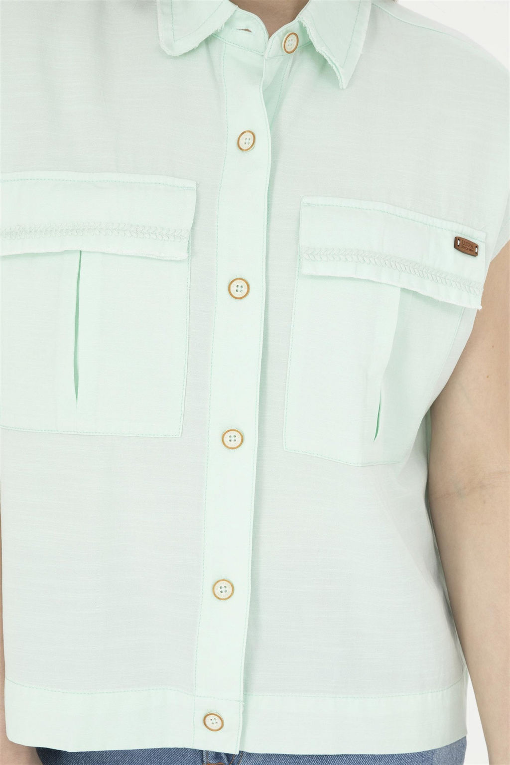 U. S. Polo Assn / Женская рубашка зеленого цвета с коротким рукавом - U.s. polo assn фото 6