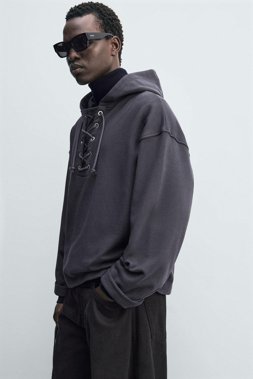 TEXTURED DRAWSTRING SWEATSHIRT - Zara фото 6