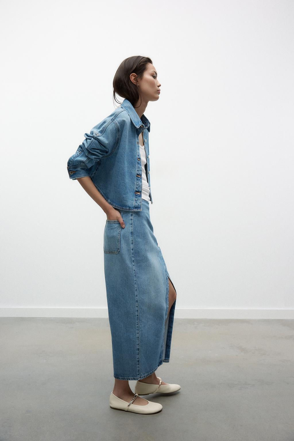 Z1975 DENIM CROSSOVER MIDI SKIRT - Zara фото 5