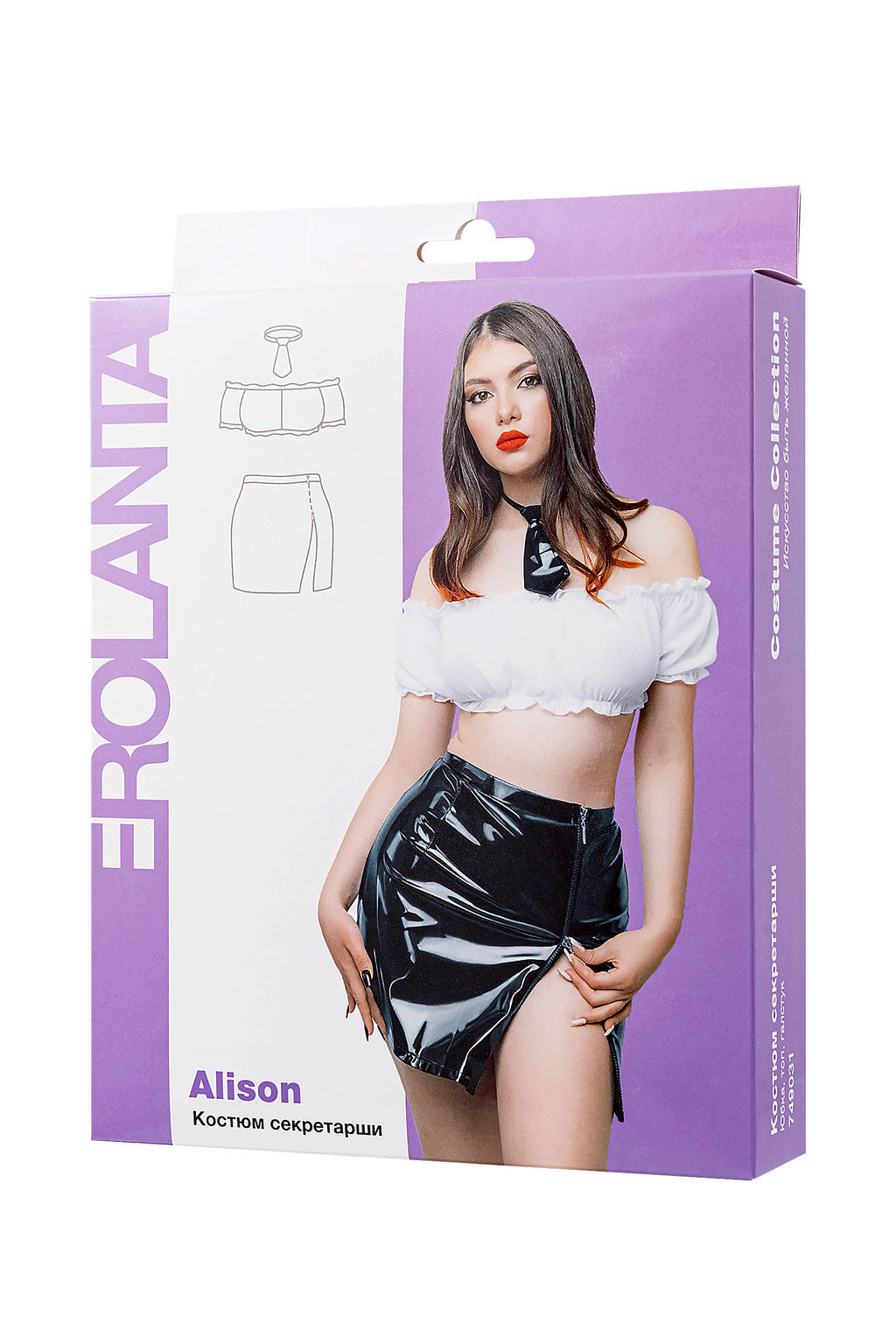 Костюм секретарши Erolanta Alison (юбка, топ, галстук) черно-белый (54-56)
