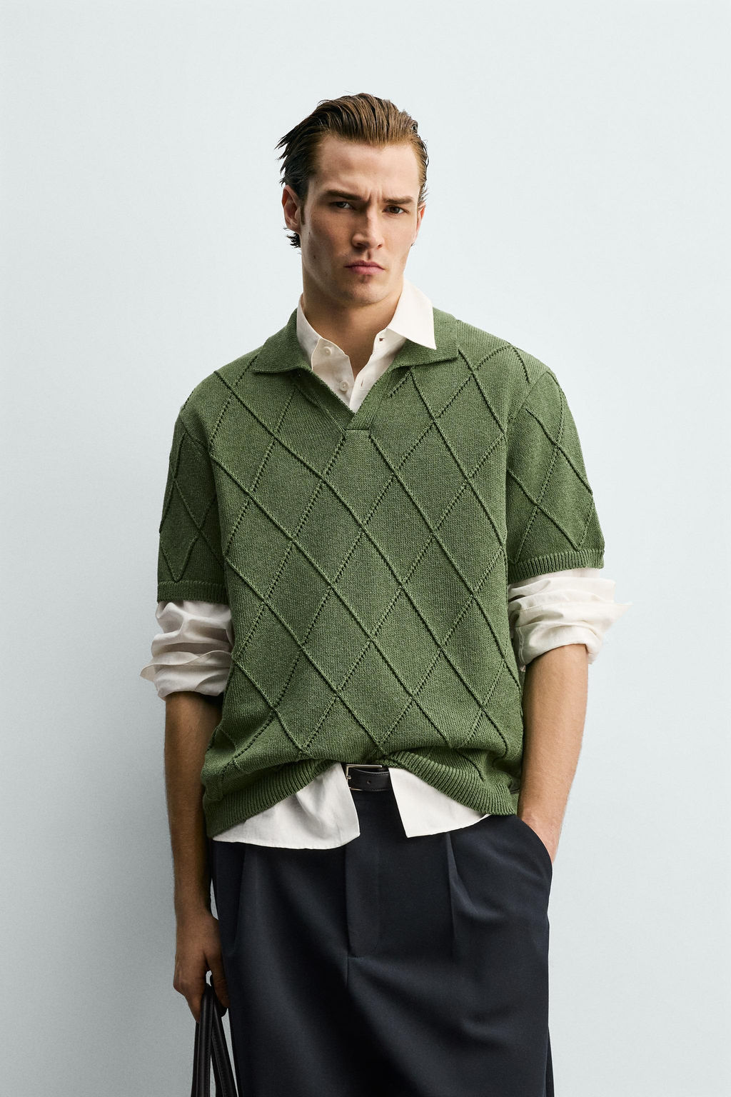 OPENWORK TEXTURED KNIT POLO SHIRT - Zara фото 10