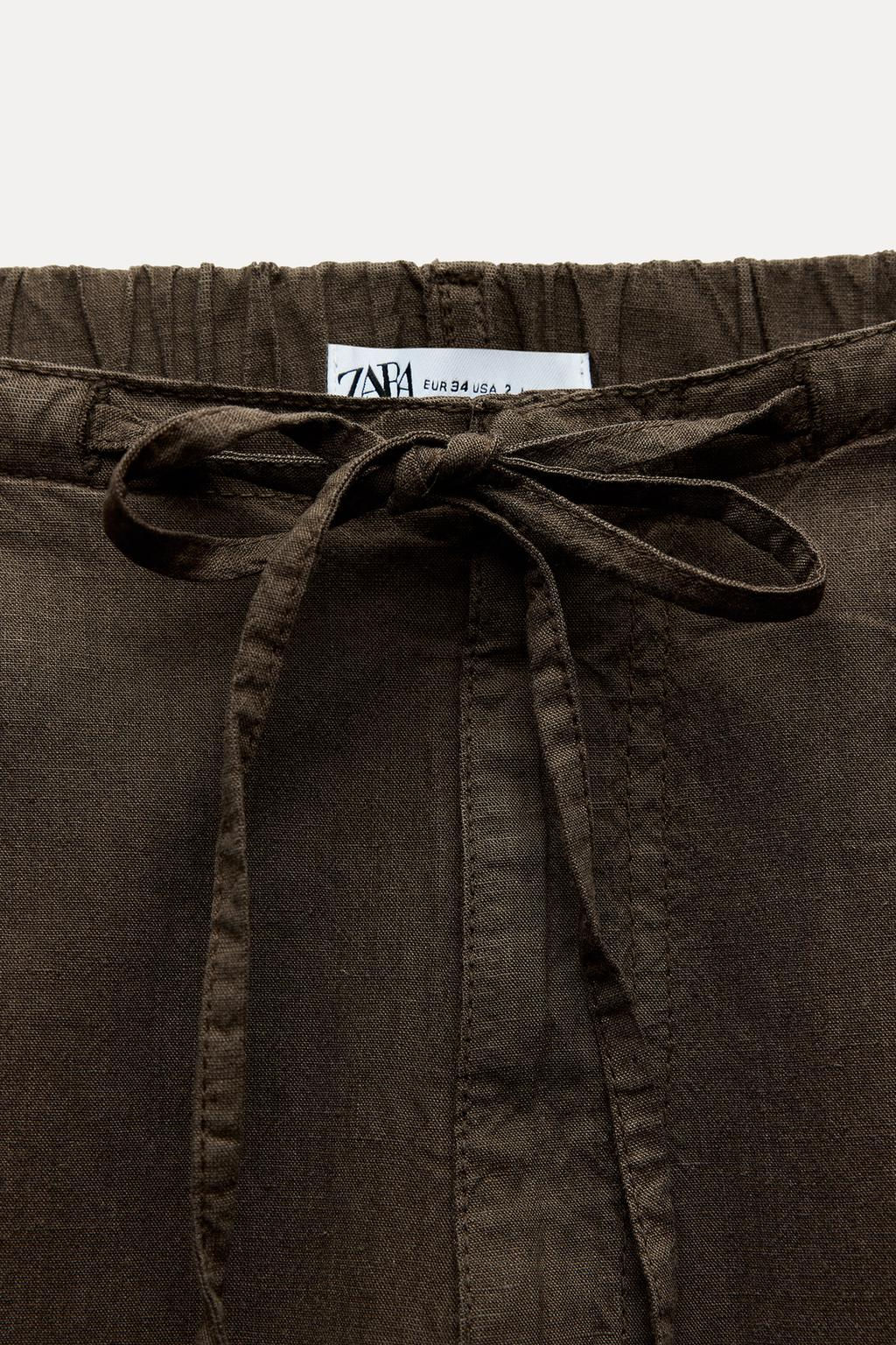 FLOWING DENIM-EFFECT TROUSERS - Zara фото 7