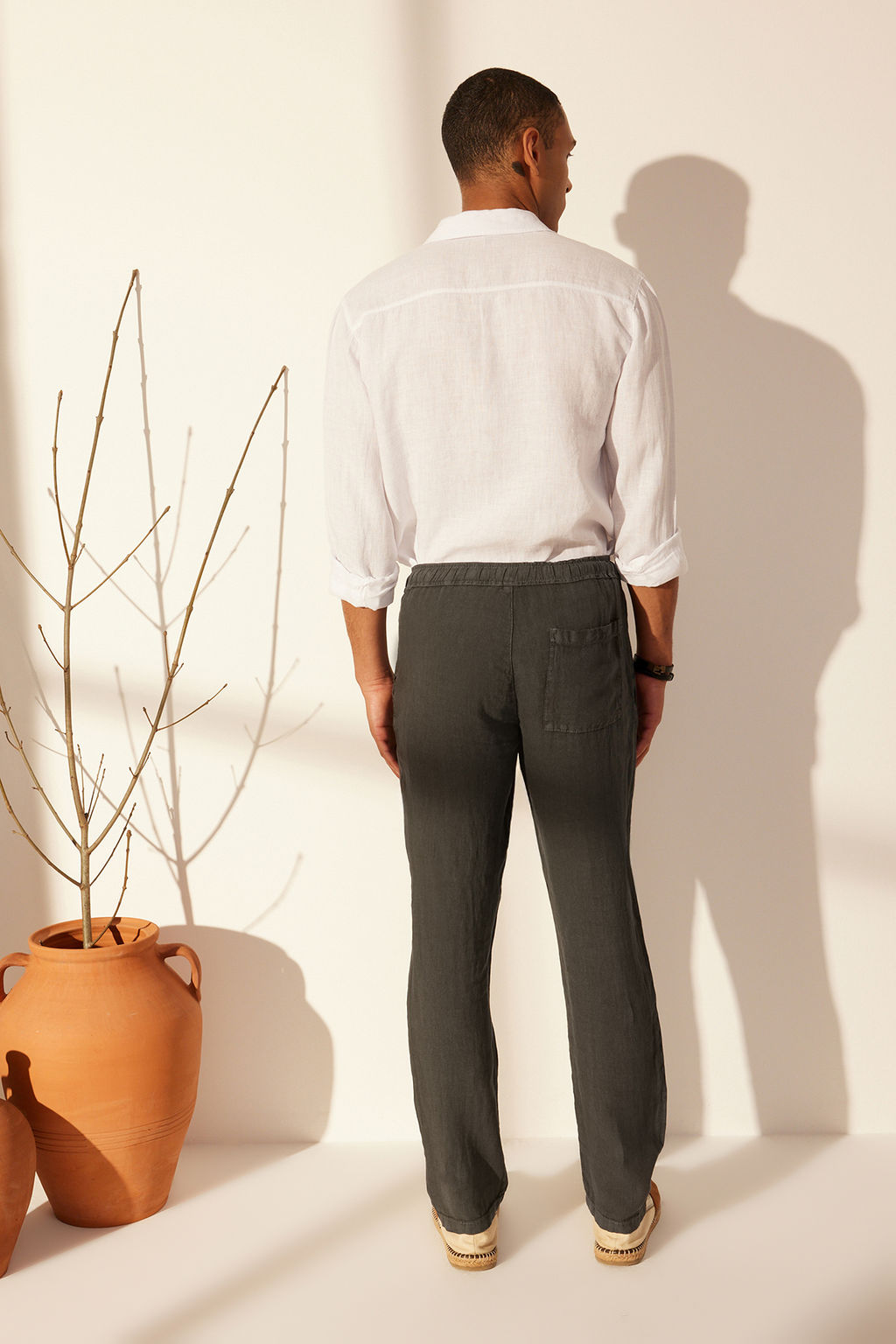 TRENDYOL MAN Premium Gri %100 Keten Straight Fit Lastikli Beli Baglamal? Pantolon TMNSS24PL00018 - Trendyolmilla фото 6