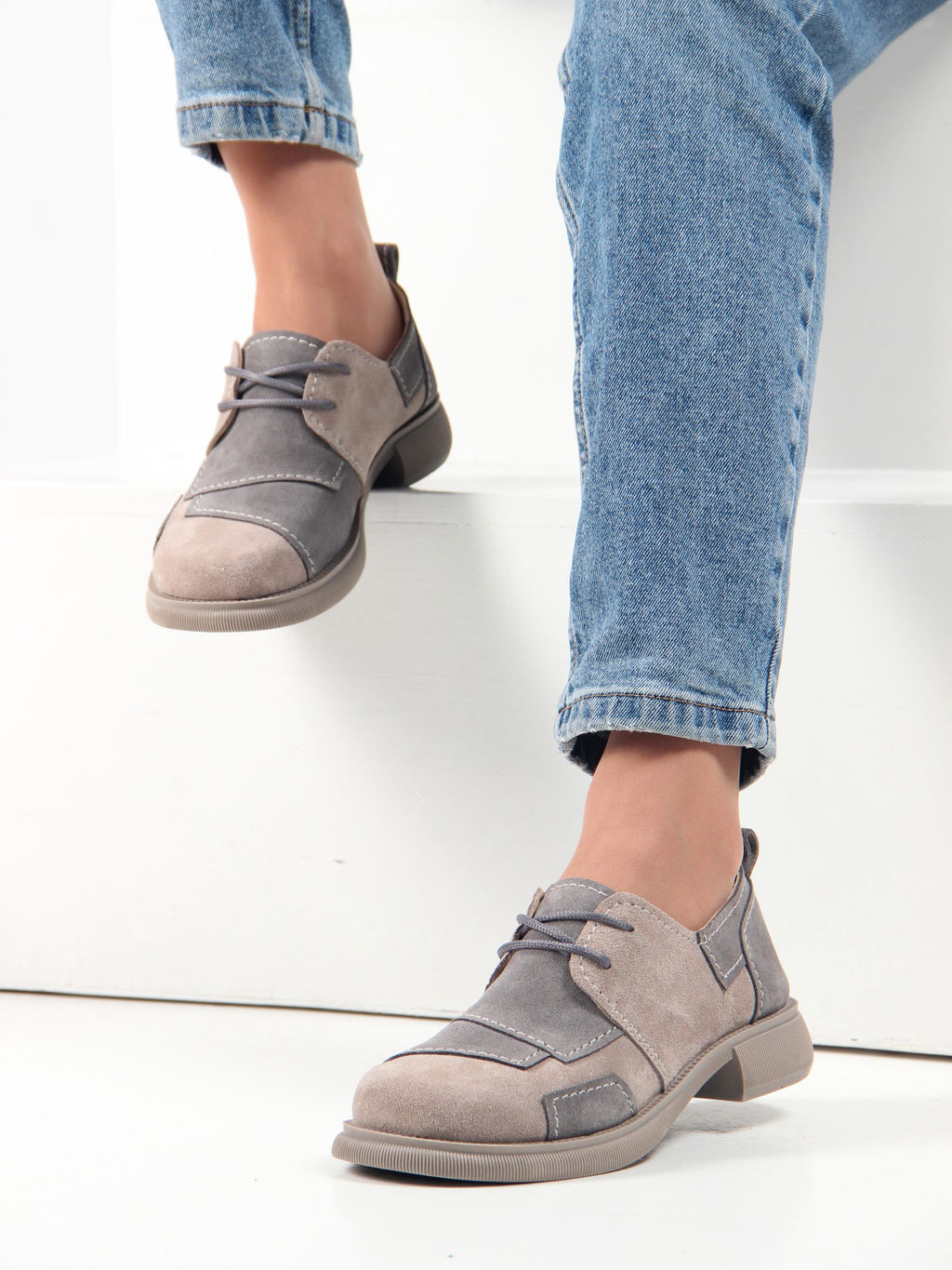 Полуботинки туфли EDART 205.патриция ka. ваниль серая замша  фото 12