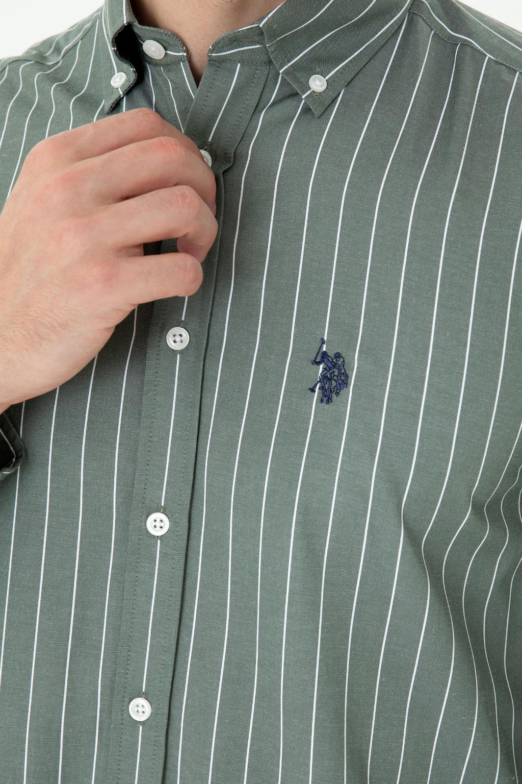 U. S. Polo Assn / Мужская рубашка цвета хаки с длинным рукавом - U.s. polo assn фото 14