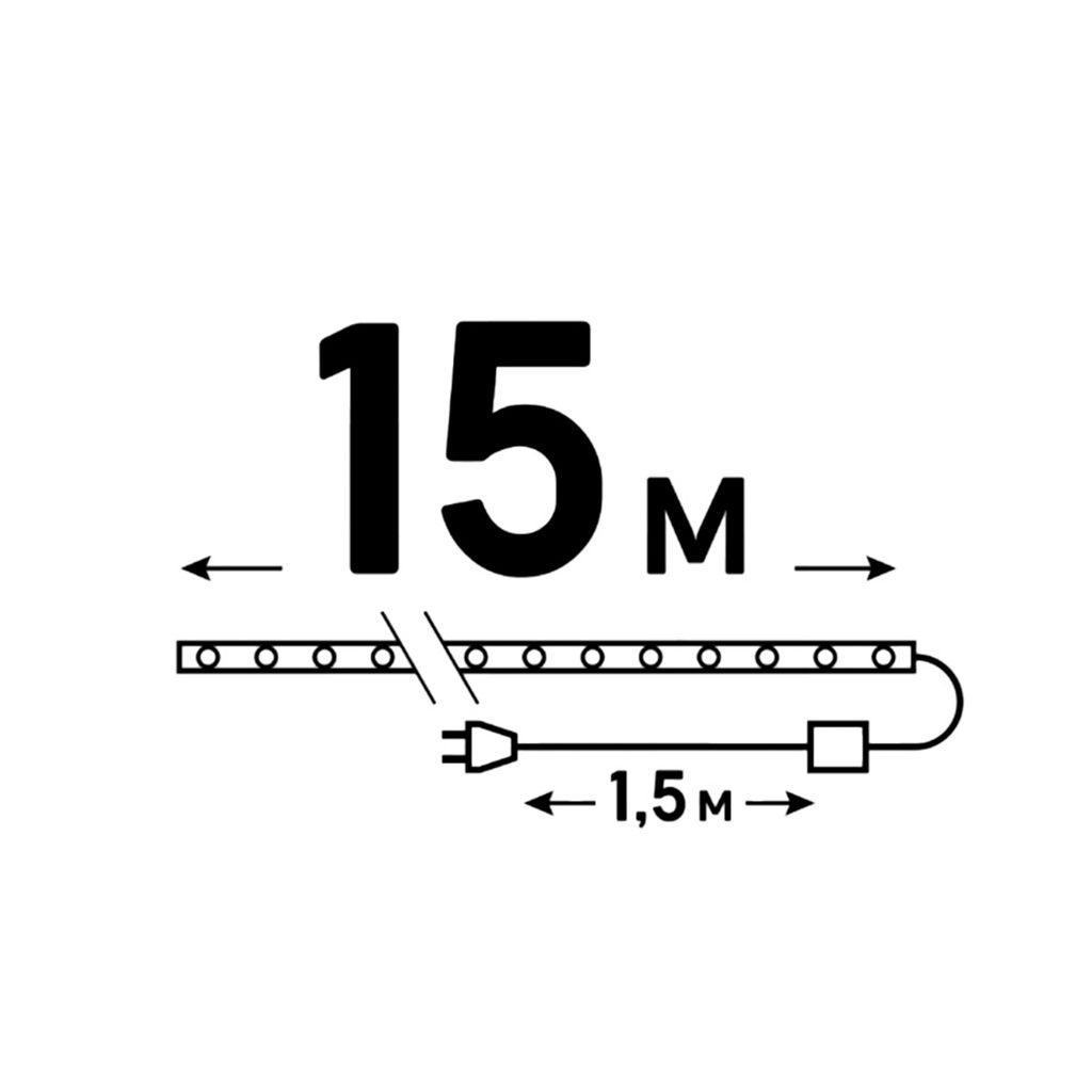 ULD-D50 15M/С08 IP44 GREEN Гирлянда светодиодная Дюралайт, 15м. Коннектор в/к. Зеленый свет. Провод черный. ТМ Uniel