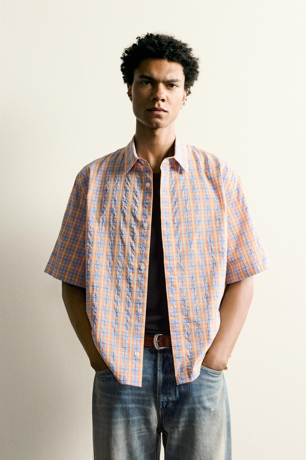 CAMISA RELAXED FIT CUADROS RELIEVE / Multicolor - Zara фото 2