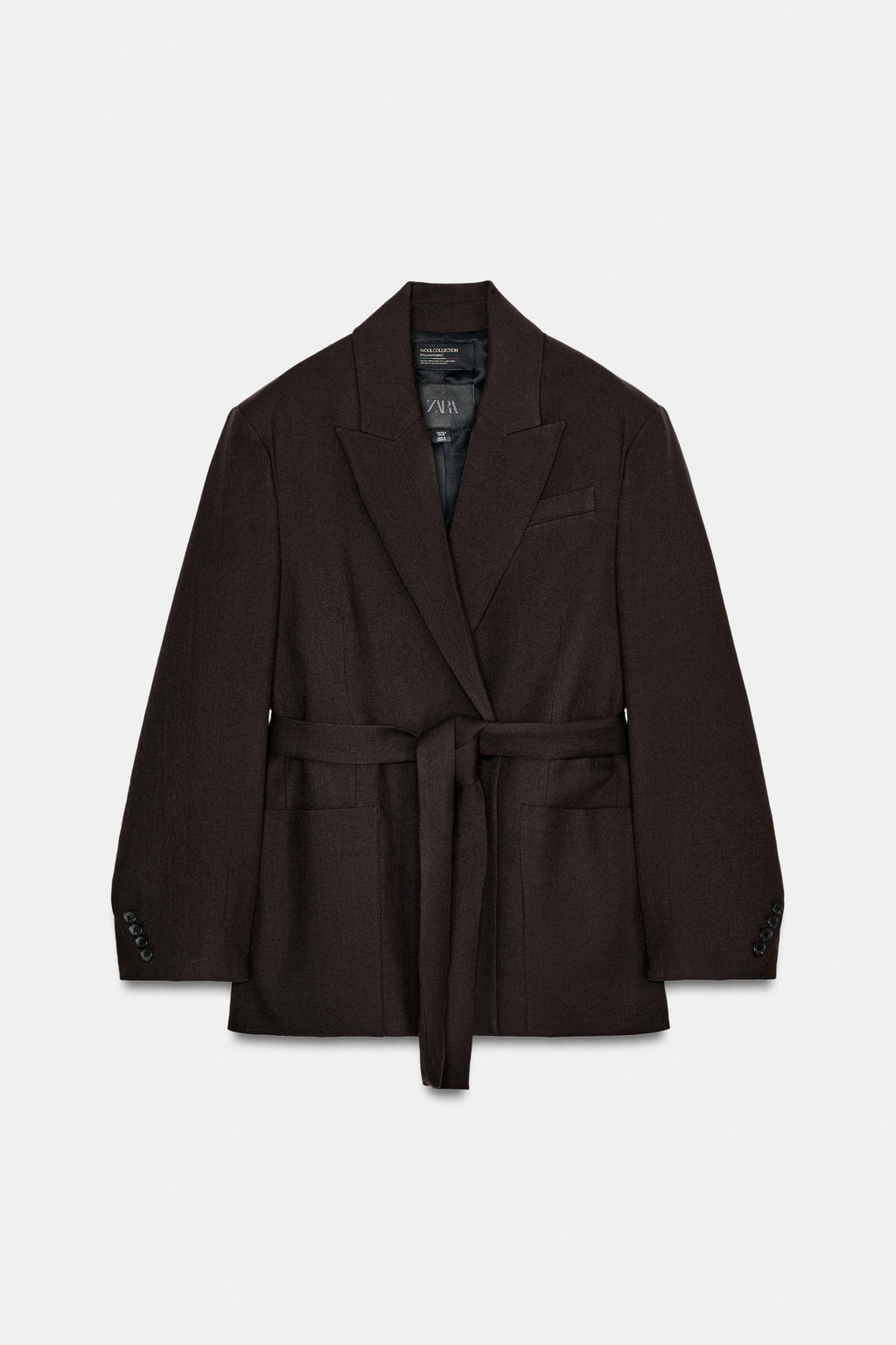 ZW COLLECTION LIMITED EDITION 100% WOOL BELTED BLAZER - Zara фото 14