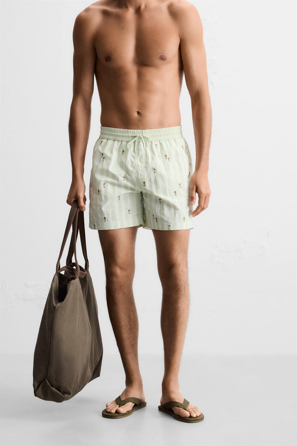 EMBROIDERED MID-LENGTH SWIMMING TRUNKS - Zara фото 3