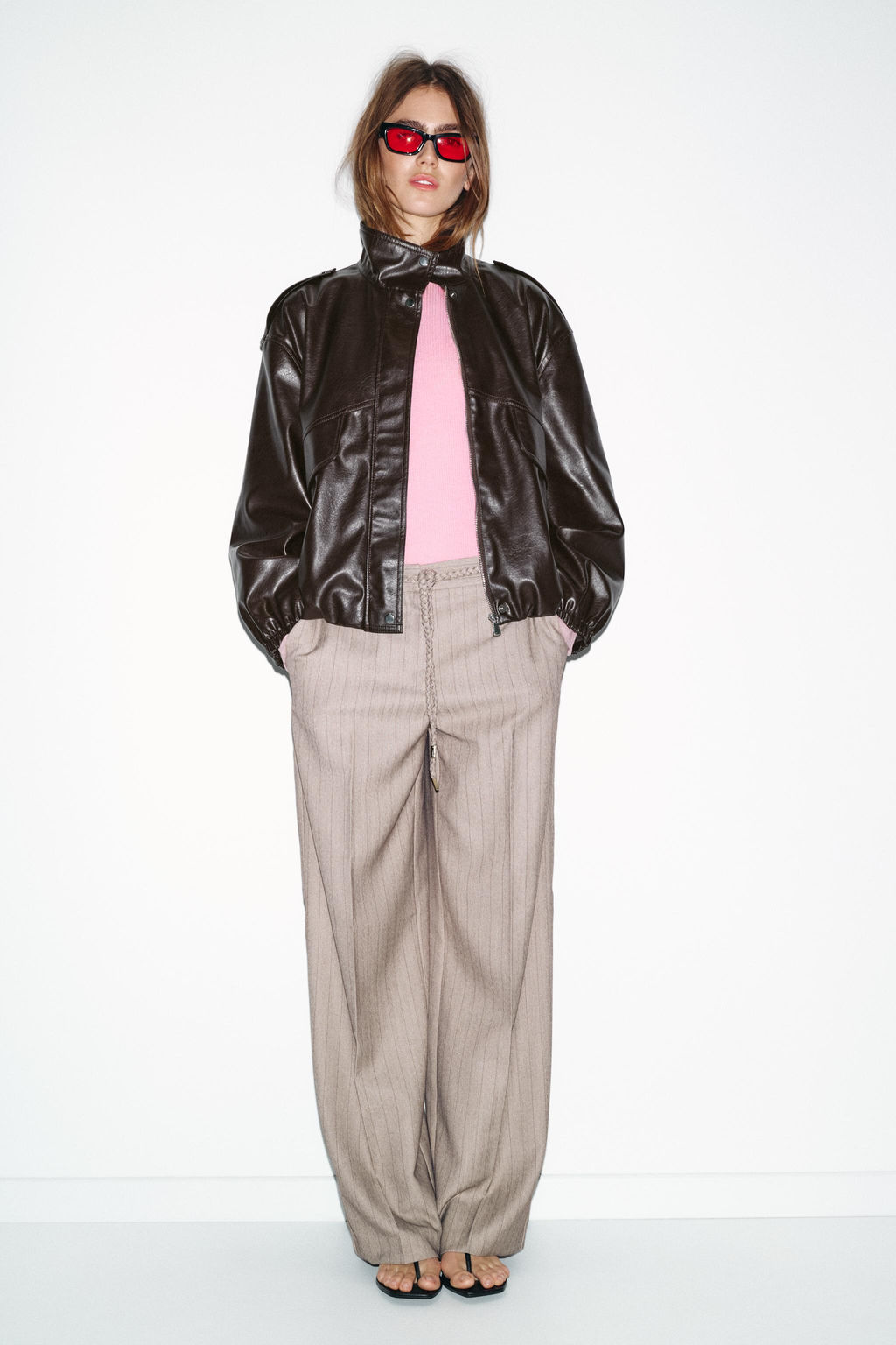HERRINGBONE TROUSERS WITH BRAIDED BELT - Zara фото 10