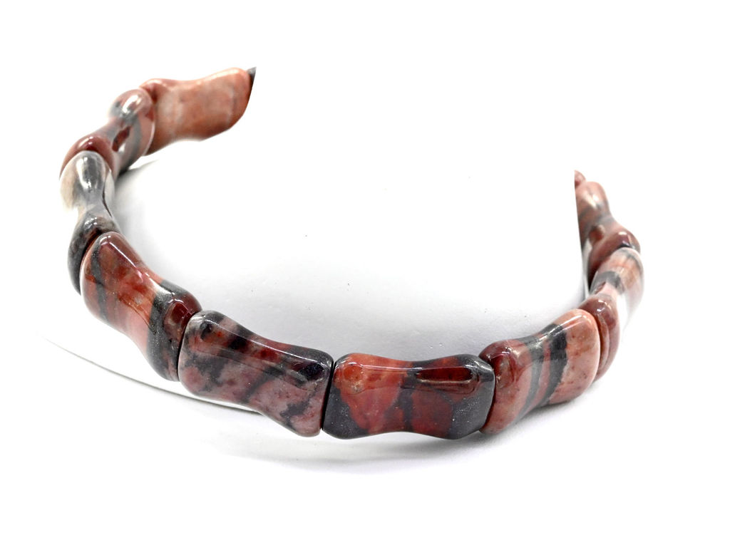 Браслет косточка 12*16мм из яшмы красной