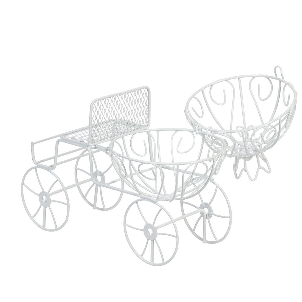 Миниатюра садовая Blumentag MET-099 Карета металл 18 х 19.5 см 01 Белый