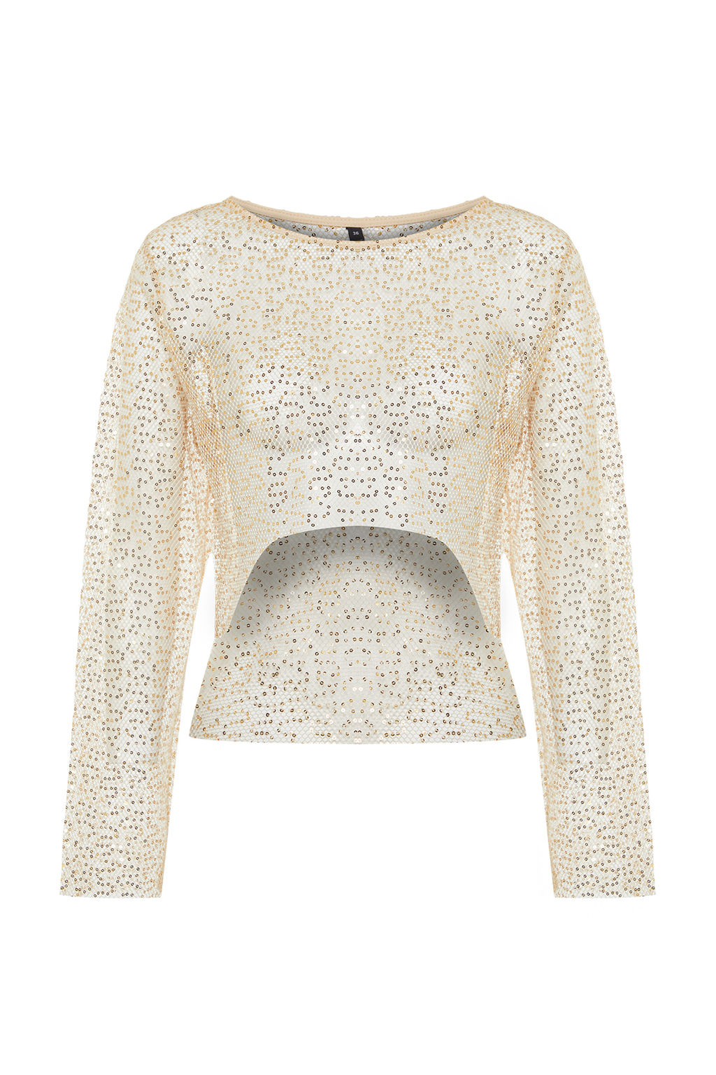Bej Crop Astars?z Par?lt?l? Payetli Orme File Bluz TPRSS24BZ00009 - Trendyolmilla фото 7