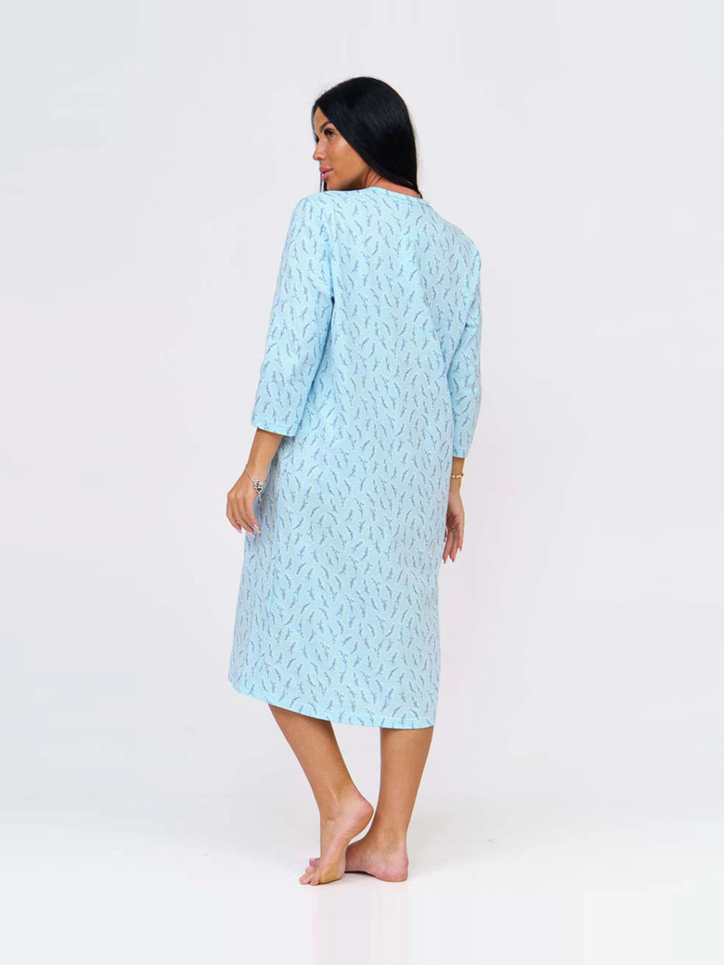 Ночная сорочка женская, цвет голубой белый