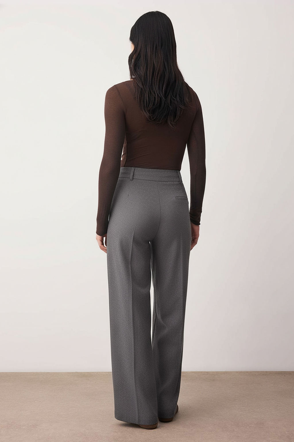 Gri Kemersiz Wideleg Genis Paca Dokuma Pantolon TWOAW26PL00160