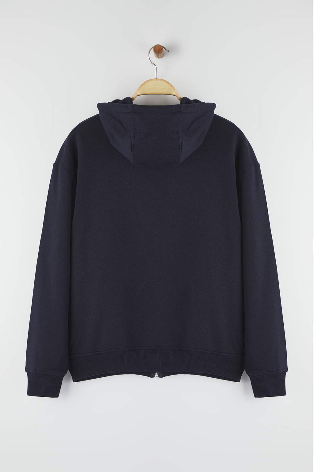 Lacivert Oversize/Genis Kesim Fermuarl? S?cak Tutan Kapusonlu Sweatshirt-H?rka TMNAW24SW00049